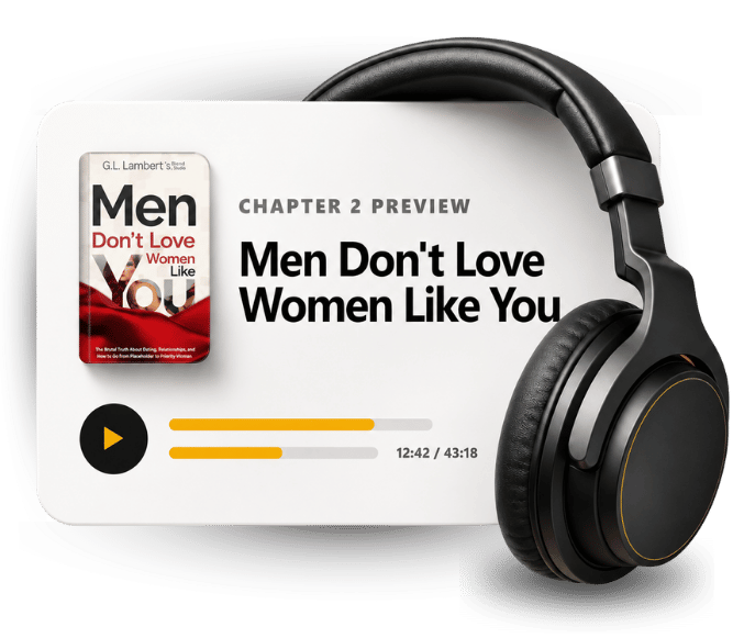 Audiobook preview card with book cover and headphones